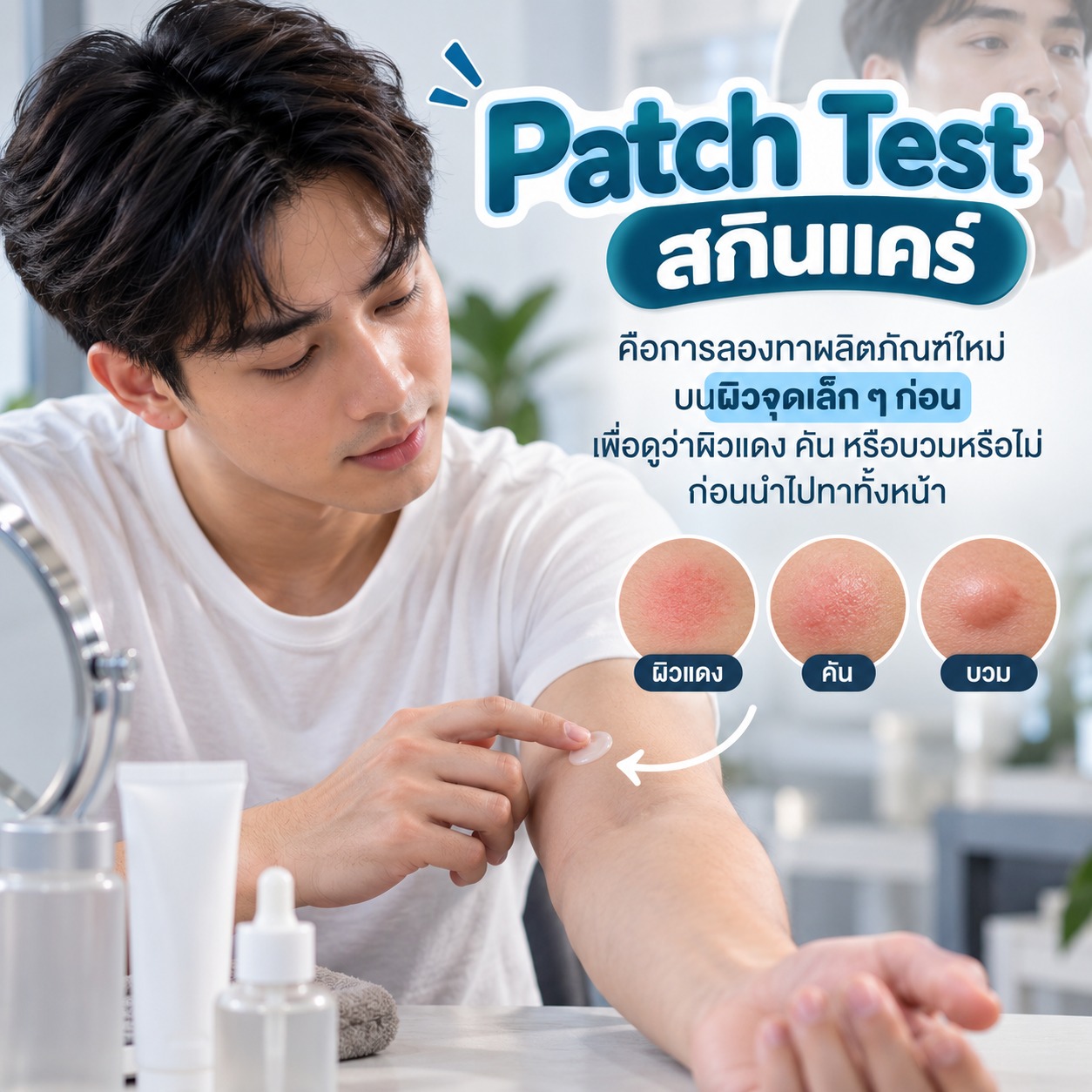 Patch Test สกินแคร์ใหม่: ทดสอบก่อนทาทั้งหน้าอย่างไร