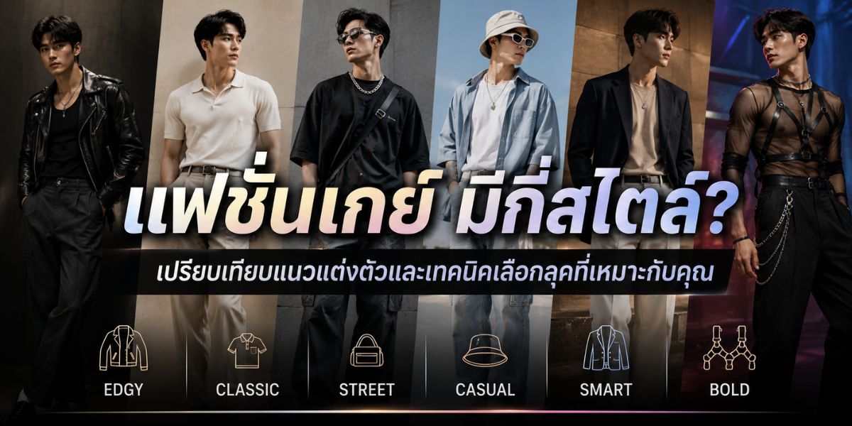 แฟชั่นเกย์ มีกี่สไตล์? เปรียบเทียบแนวแต่งตัวและเทคนิคเลือกลุคที่เหมาะกับคุณ