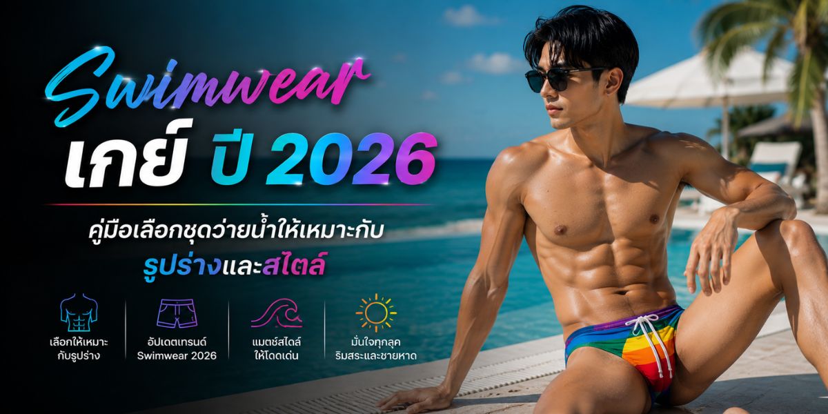 Swimwear เกย์ ปี 2026: คู่มือเลือกชุดว่ายน้ำให้เหมาะกับรูปร่างและสไตล์